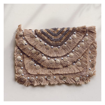 Borsa a tracolla in juta - Argento