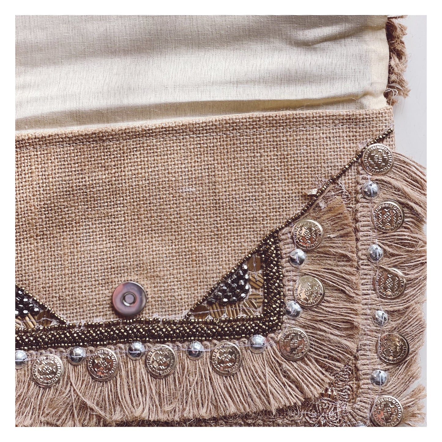 Borsa a tracolla in juta - Argento