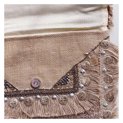 Borsa a tracolla in juta - Argento