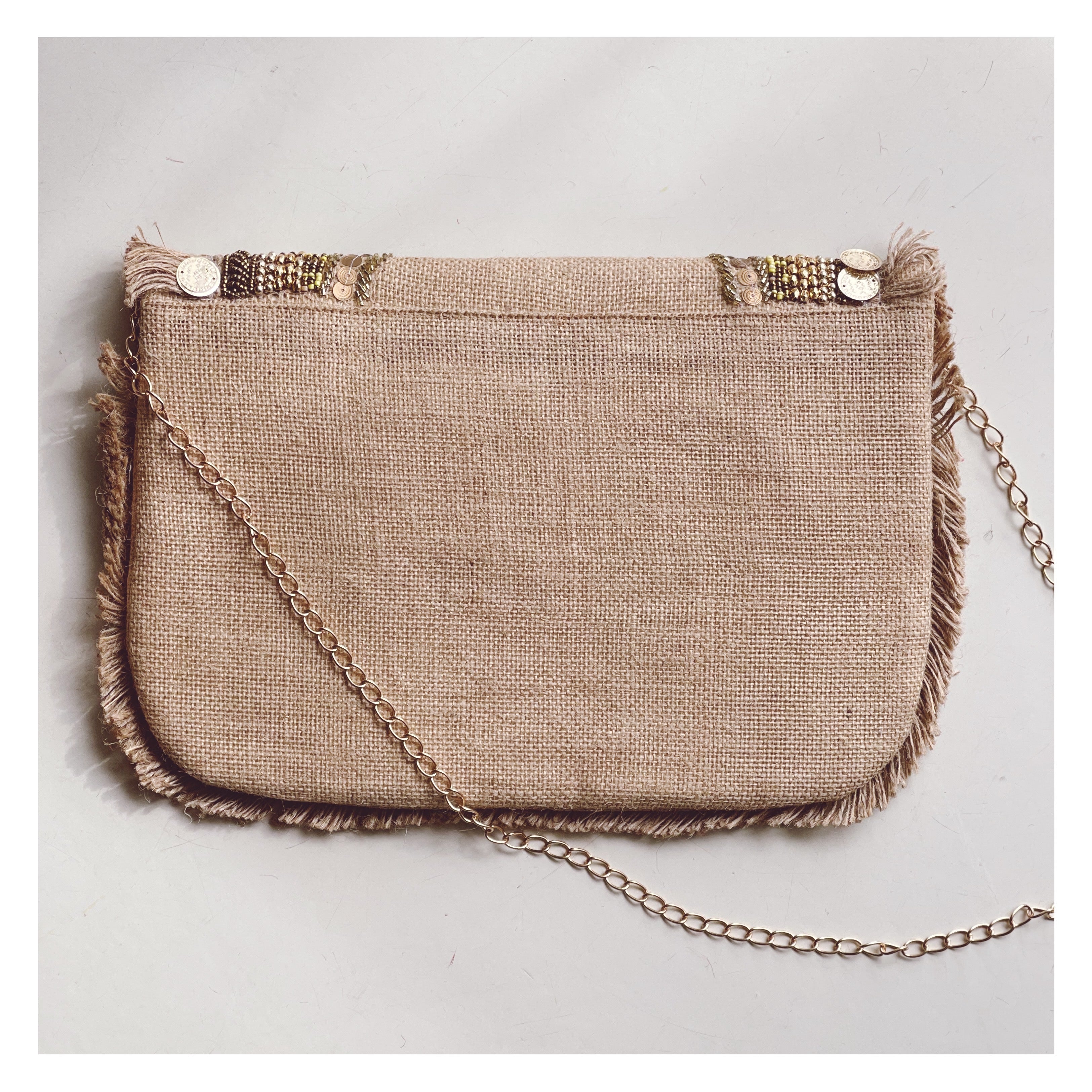 Borsa a tracolla in juta - Bronzo