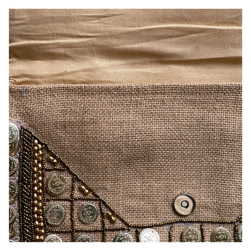 Borsa a tracolla in juta - Bronzo