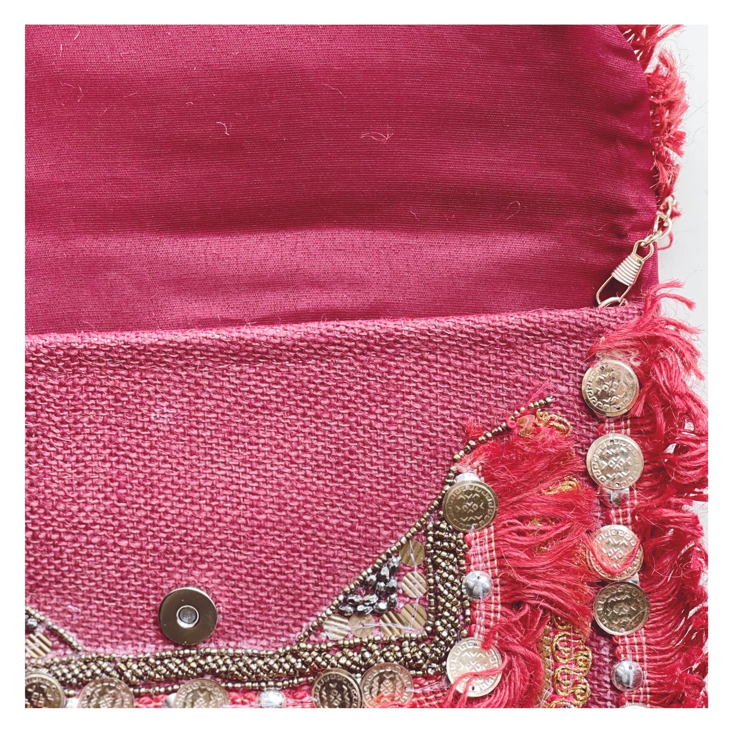 Borsa a tracolla in juta - Rubino