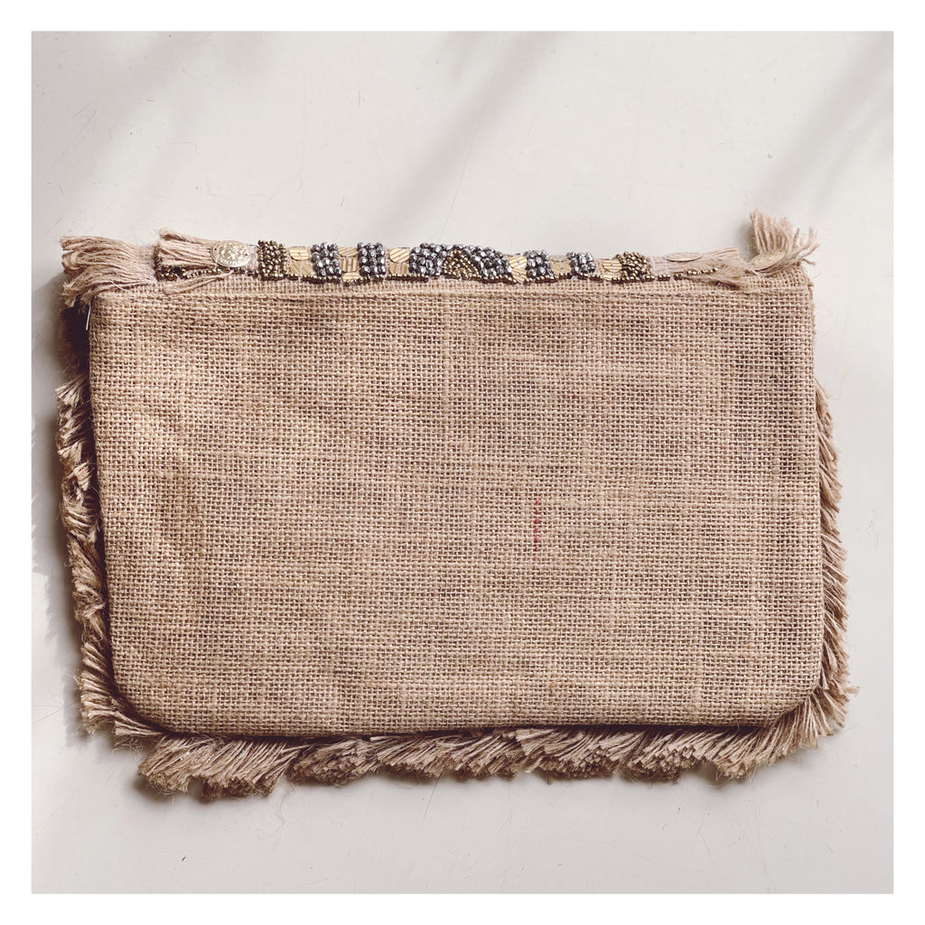 Borsa a tracolla in juta - Argento