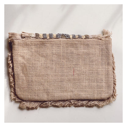 Borsa a tracolla in juta - Argento