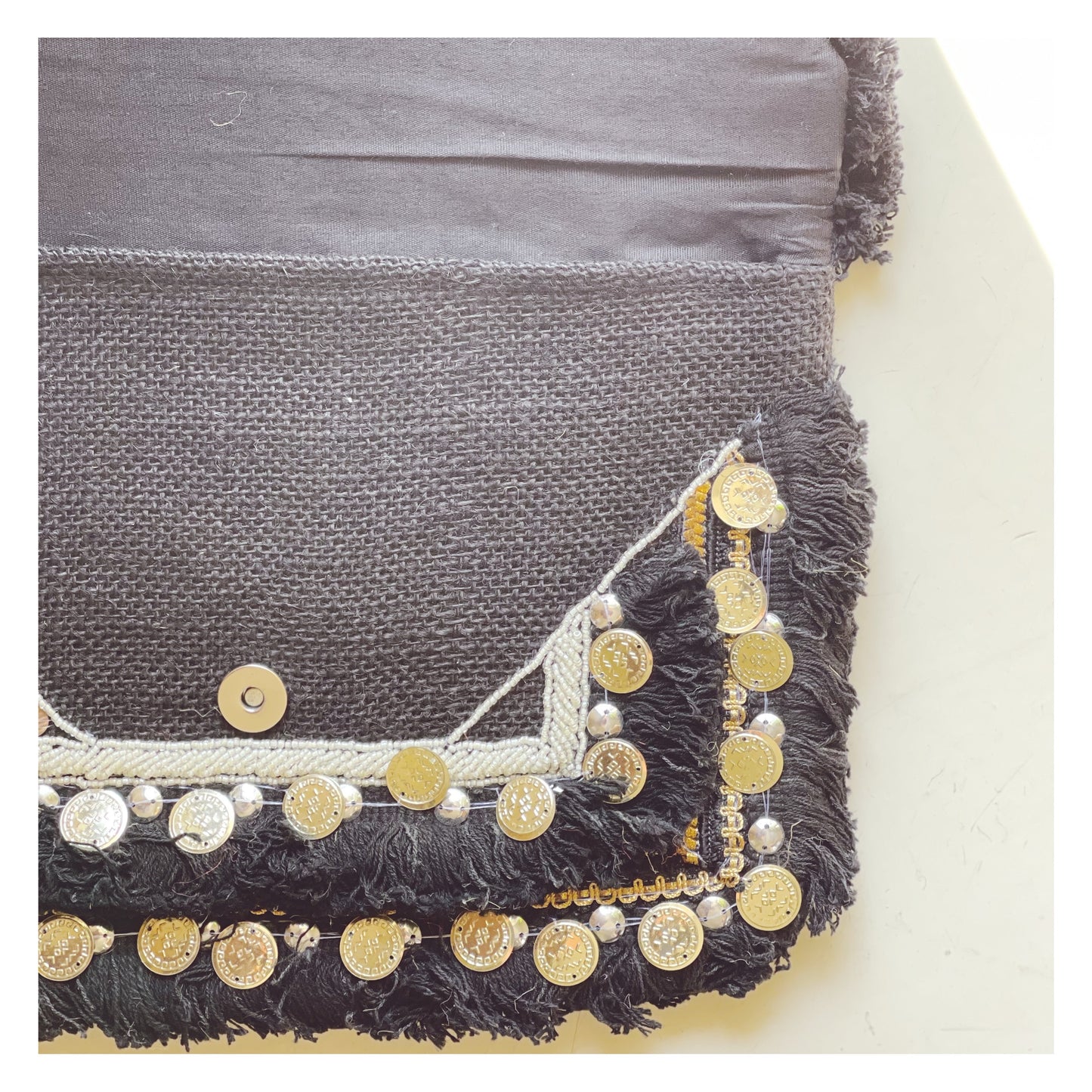 Borsa a tracolla in juta - Nera