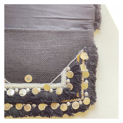 Borsa a tracolla in juta - Nera