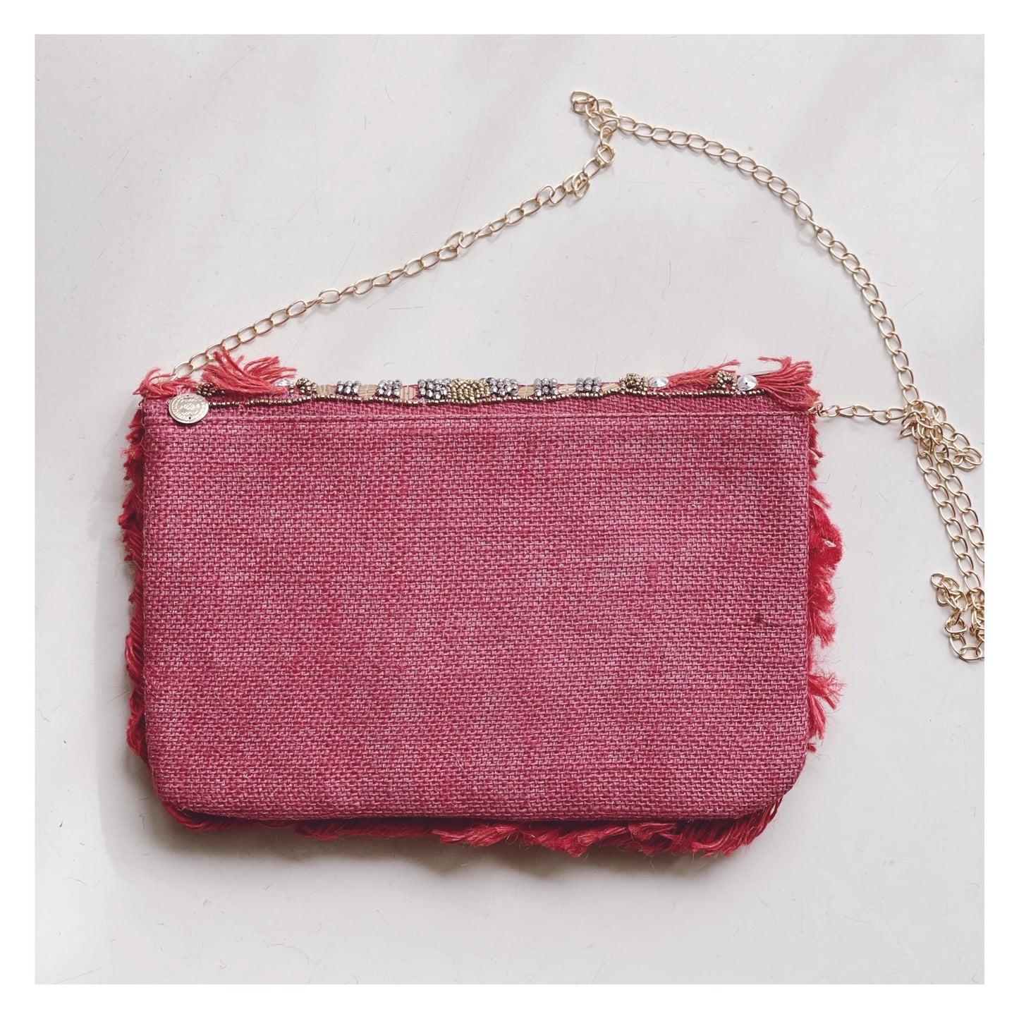 Borsa a tracolla in juta - Rubino