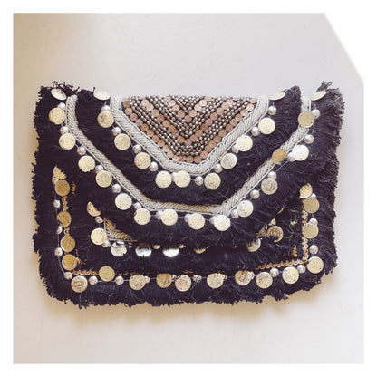 Borsa a tracolla in juta - Nera