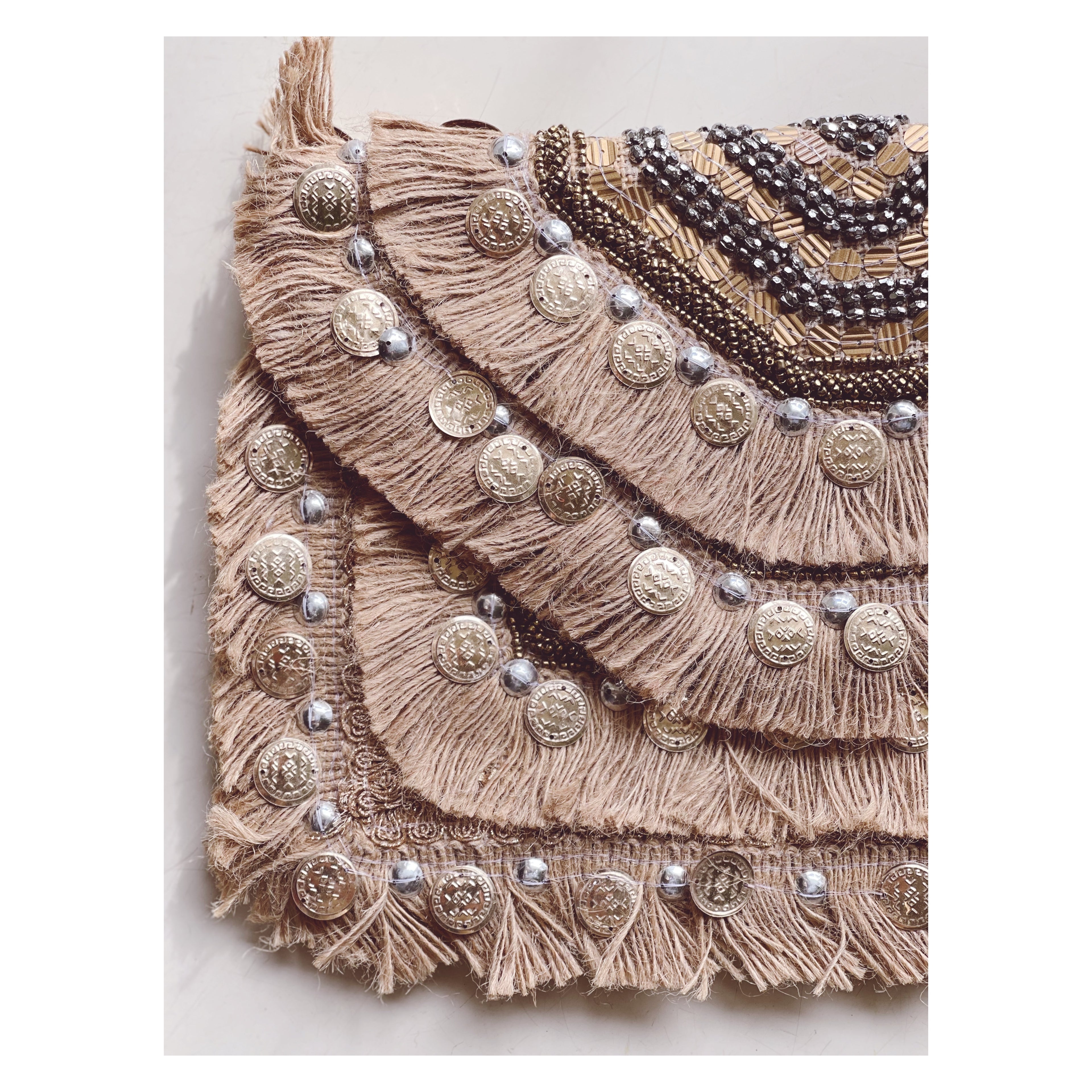 Borsa a tracolla in juta - Argento