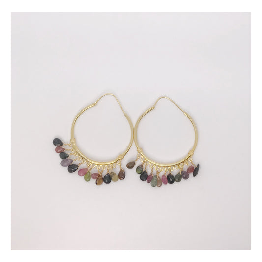 Orecchini a cerchio con tormaline